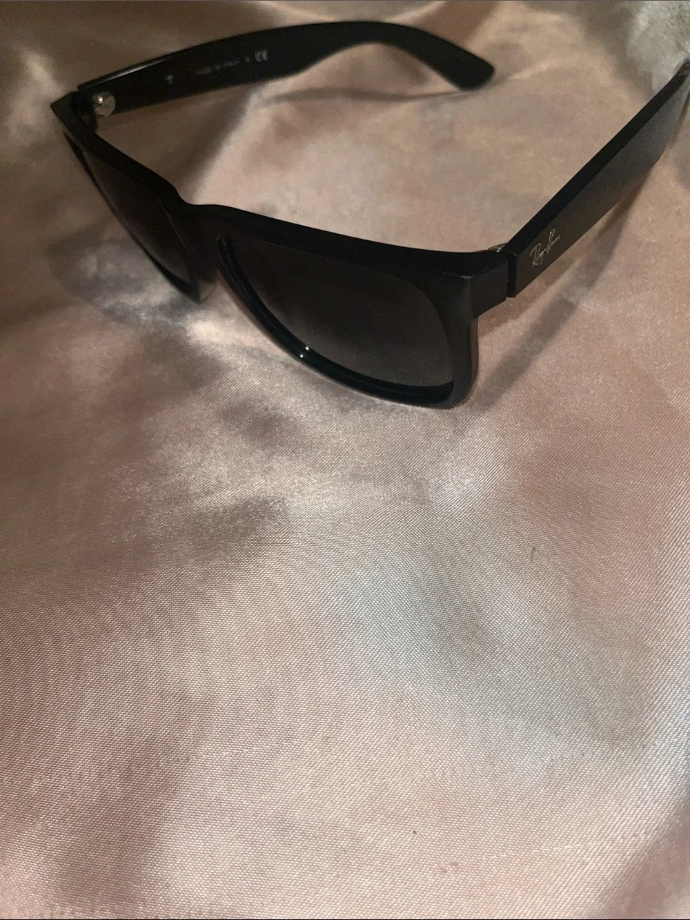 Ray-Ban Black Rectangle Sunglasses with Smoke Lenses